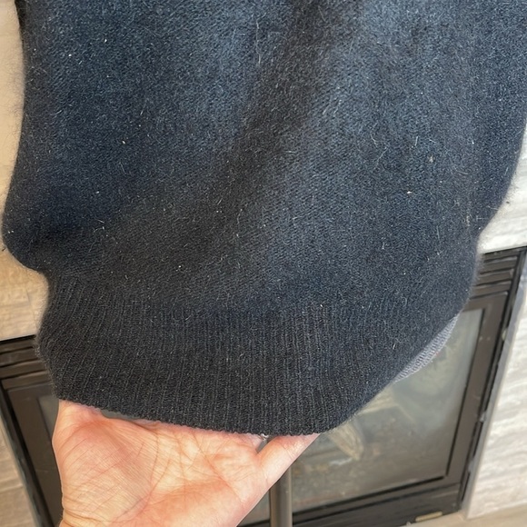 Vintage  Calavini 70s Black Angora Sweater Short Sleeve Beaded Venetian Lace M - Picture 6 of 9